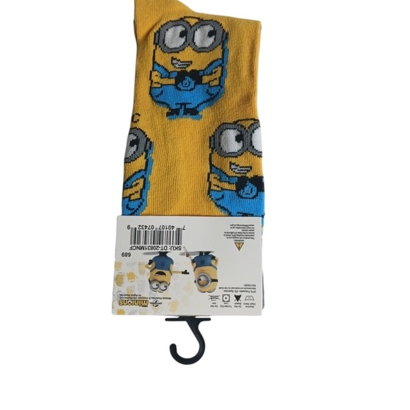 Yellow and Blue Casual Crew Socks with Cartoon Design - Picture 4 of 8